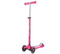 Micro | Trottinette Enfant Maxi Deluxe | Trottinette 3 Roues | Bandes Réfléchissantes | Guidon Ajustable | 5-12 Ans | Rose