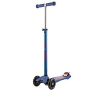 Micro | Trottinette Enfant Maxi Deluxe | Trottinette 3 Roues | Bandes Réfléchissantes | Guidon Ajustable | 5-12 Ans | Bleu