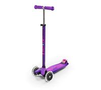 Micro | Trottinette Enfant Maxi LED Deluxe | Trottinette 3 Roues | Bandes Réfléchissantes | Roue Lumineuses | 5-12 Ans | LED Violet