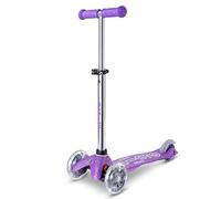 Micro Trottinette Mini Deluxe à Paillettes pour Enfants | Guidon réglable | Roues Lumineuses | 2 à 5 Ans | Garçons et Filles | Violet pailleté