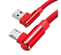 Micro USB Câble,90 degrés Nylon à tressé Haute en Vitesse câble,Cordon Micro USB Cordon de Chargeur Rapide pour Samsung Galaxy S7/S6 Edge, HTC, Motorola, LG, Kindle, Xbox, PS4 et Plus (Red) 6.6ft
