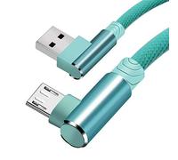 Micro USB Câble,90 degrés nylon à tressé haute en vitesse câble,cordon Micro USB Cordon de chargeur rapide pour Samsung Galaxy S7/S6 Edge, HTC, Motorola, LG, Kindle, Xbox, PS4 et plus (Green) 6.6ft