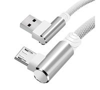 Micro USB Câble,90 degrés Nylon à tressé Haute en Vitesse câble,Cordon Micro USB Cordon de Chargeur Rapide pour Samsung Galaxy S7/S6 Edge, HTC, Motorola, LG, Kindle, Xbox, PS4 et Plus (Silver) 10ft