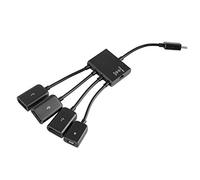 Micro USB HUB OTG Power Charging Host Cable Adapter with Switch - Durable ABS Cable for USB Keyboard, Mobile Hard Disk and E-Books - Black