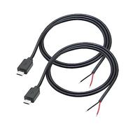 Micro USB mâle 2 broches Bare Wire 3FT, Micro USB vers Open End Pigtail Power Cable Easy Soldering, 5 V/3 A pour équipement installé ou réparation de câble DIY