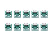 Micro USB to Dip Adapter Board 10Pcs | 5 Pin 2.54mm Pitch Female Socket | DIY USB Supply/Breadboard Design/Electronics Projects | Standard USB Interface