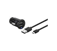 Micro USB Véhicule Chargeur Ensemble, 2.1 A, Noir, 1m Longueur de Câble