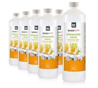Microactiv Acide Citrique Liquide 6 x 1 L - Détartrant Naturel Écologique | Détartrant Puissant pour Machines à Café, Bouilloires et Douches Entièrement Automatiques - Biodégradable