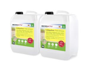 MICROACTIV® Nettoyant Pierre et Anti-Mousse Concentré 2 x 5L - Destructeur de Dépôts Verts, Algues et Lichens pour Terrasse, Mur, Toiture - Formule Autonettoyante Professionnelle
