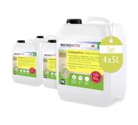Microactiv Nettoyant Pierre et Anti-Mousse Concentré 4 x 5 L | Destructeur de Dépôts Verts, Algues et Lichens pour Terrasse, Mur, Toiture - Formule Autonettoyante Professionnelle