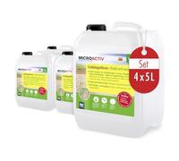 MICROACTIV® Nettoyant Pierre et Anti-Mousse Concentré 4 x 5L - Destructeur de Dépôts Verts, Algues et Lichens pour Terrasse, Mur, Toiture - Formule Autonettoyante Professionnelle