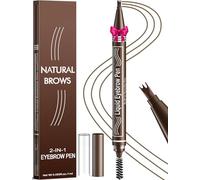 Microblading Crayon à sourcils - 2 en 1 - Avec deux extrémités - Pour femme - 3 pointes et brosse Spoolie - Pour sourcils naturels - Tenue toute la journée - Marron