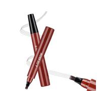 Microblading - Crayon à sourcils étanche - Pointe fourchette à 4 dents - Longue durée - Pour dessin naturel des poils - Effet microblading 3D - Marron rouge