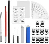 Microblading Kit De Microblading Pour Sourcils Avec Stylo Manuel Et Aiguilles De Microblading Rs Rl 14 Broches 18u Règle À Sourcils Autocollants Peau Pour Tatouage Permanent Maquillage
