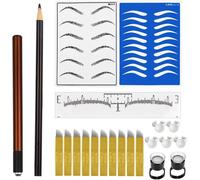 Microblading Kit De Microblading Pour Sourcils Avec Stylo Manuel Et Aiguilles De Microblading Rs Rl 14 Broches 18u Règle À Sourcils Autocollants Peau Pour Tatouage Permanent Maquillage