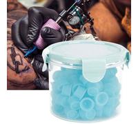 Microblading Pigment 100 Pieces Bleu Tatouage Encre Tasses Tatouage Pigments Titulaire Anneaux Conteneur Sourcil Mascara