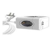 MicroConnect - 4 Way Schuko, 2 USB A Ports, 1 USB-C Port, Power Cube - with 1,5m Cable