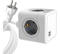 MicroConnect - 4 Way Schuko, 2 USB Ports Power Cube - with 1,5m Cable