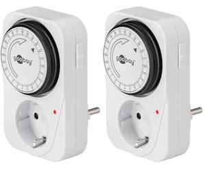 MicroConnect 51276 Timètre analogique 24h avec contrôle de LED, Grutation (Lot de 2)