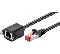 MicroConnect F/UTP CAT6 Extension cable 1m with mounting flange Black 26/7 AWG, CU, PVC