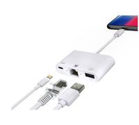 MicroConnect Hub Lightning vers RJ45 avec Port USB et Port de Charge - Compatible iPhone iPad iOS 10+