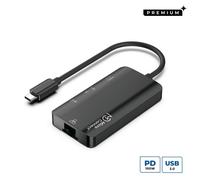 MicroConnect Hub Premium 4-en-1 USB-C vers HDMI 4K 60Hz, USB 3.2, RJ45 Gigabit, Port USB-C PD 100W