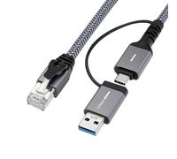 Microconnect MC-RJ45USBC-02 changeur de genre de câble USB-A / USB-C RJ45 Noir