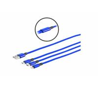 Microconnect MC-USBA-3WAY câble USB USB 3.2 Gen 1 (3.1 Gen 1) 1,2 m USB C/Micro-USB B/Lightning Bleu