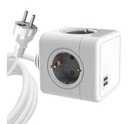 MicroConnect - 4 Way Schuko, 2 USB Ports Power Cube - with 1,5m Cable