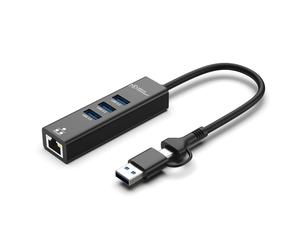 Microconnect USBHUB-RJ45-2IN1 hub & concentrateur USB 3.2 Gen 1 (3.1 Gen 1) Type-A 5000 Mbit/s Noir