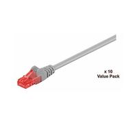 MicroConnect Value Pack - Cordon de raccordement - RJ-45 (M) pour RJ-45 (M) - 1 m - UTP - CAT 6 - démarré, bloqué - gris (pack de 10)