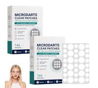 Microdart Acne Patches with Hydrocolloid Technology, 144 Count Invisible Spot Patches for Face & Body, Thin Clear Blemish Cover for Women & Men, Multi-Size Overnight Skin Care Patches(2 box)