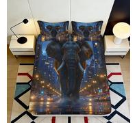 Microfiber, 3D Printed éléphant, Drap Housse, Couvre-lit, antiglisse Maison