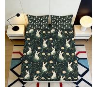 Microfiber Breathable Moon Rabbit Bed Sheet Soft 3D Printed Forest Mattress Cover for Housewarming Birthday Gifts 90x200x25cm