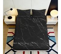 Microfiber Doux Noir marbre Fitted Sheet 3D Printed Veines Blanches Bed Cover pour Chambre Cadeau Mariage Anniversaire 90x200x25cm