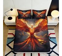 Microfiber Doux Phoenix Fire Fitted Sheet Impression 3D Flame Bird Bed Cover pour Cadeau Maison Mariage Anniversaire 90x200x25cm
