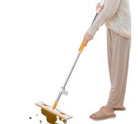 Microfiber Flat Mop, Floor Mop, Cleaning Tool, Telescopic Handle, Quick Dry Pads, Swivel Head, Streak-Free Shine, Lightweight Build, Easy Storage, Perfect for Kitchen, Bathroom, Apartment, 42x12x130cm