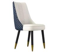 Microfiber Leather Dining Chair with Backrest Padded Sides Black Wooden Legs for Living Room Bedroom Restaurant (Blue Beige) - Stylish & Comfortable Seating