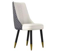 Microfiber Leather Dining Chair with Padded Sides Black Wooden Legs Ergonomic Backrest for Living Room Bedroom and Restaurant Use (Gray Beige)