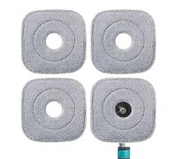 Microfiber Mop Head - 4 Pieces Square Replacement Pads | Highly Absorbent Scrub Brush Attachments For Wet Dry Floor Cleaning, Kitchen, Bathroom, Hardwood Care