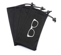 Microfibre avec cordon de serrage pour cordon de rangement pour lunettes, cosmétiques, téléphone portable, cartes, stylos, clés, sac à main petit article pour gagner de la place (4 PCS Noir / set)