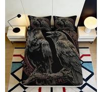 Microfibre Corbeau Gothique Drap-Housse Impression 3D Motif Corneille Protège-Matelas Décor Chambre Cadeau 90x200x25cm