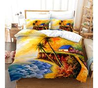 Microfibre De Haute Qualité Parure De Lit 220X240 + 2 Taies d'oreiller 65X65 Housse De Couette 2 Personnes Garcon Bord De Mer Confortable Résistant 220X240Cm