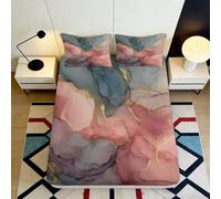 Microfibre dou Couvre-lit Chambre, Impression 3D Artistique, Rose Bleu doré, antidérapant, Facile à Laver, Cadeau Pendaison de crémaillère, protège-Matelas Design, Set literie 120x200x25cm