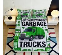 Microfibre Douce Camion Poubelle Vert Fitted Sheet 3D Printed Bed Cover pour Cadeau Maison Chambre Enfants Décoration 90x200x25cm