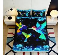 Microfibre Douce Colibri Ciel étoilé Drap-Housse 3D imprimé Protection Matelas Décoration Chambre Cadeau 90x200x25cm