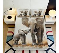 Microfibre Douce Drap-Housse Élégant Éléphant Savane 3D imprimé Protection Matelas Décor Chambre Cadeau Maison Fête 90x200x25cm