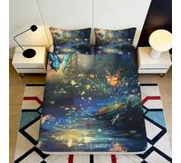 Microfibre Douce Enchanted Forest Drap-Housse Butterfly River 3D Printed pour Cadeaux Chambre Maison Mariage Anniversaire 90x200x25cm