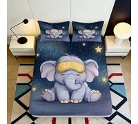 Microfibre Douce étoile éléphant 3D imprimé Housse de Matelas Starry Night pour Chambre Adulte Enfant Protection décorative 90x200x25cm
