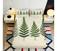Microfibre Douce Feuille de Fougère Housse de Matelas 3D imprimée Décor Botanique Vert pour Cadeau Mariage Maison 90x200x25cm